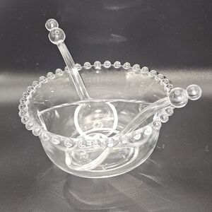 Imperial Glass CANDLEWICK CLEAR #3400 Divided Mayonnaise Bowl w/ 2 Ladles